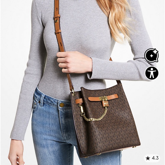 Michael Kors Dark Brown Shoulder Bag with Gold Accents - Picture 3 of 9